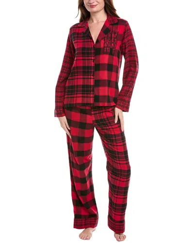 Dkny 2pc Notch Top & Pant Sleep Set In Pink