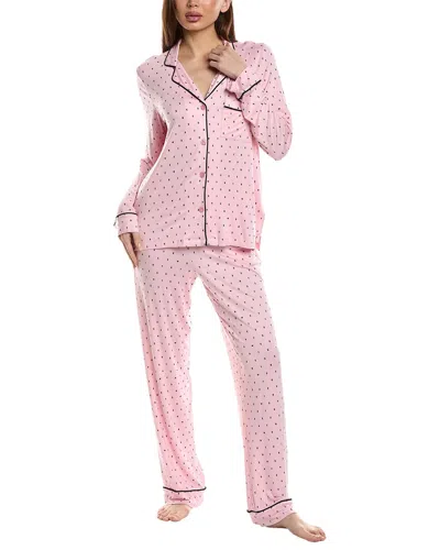 Dkny 2pc Notch Top & Pant Sleep Set In Pink