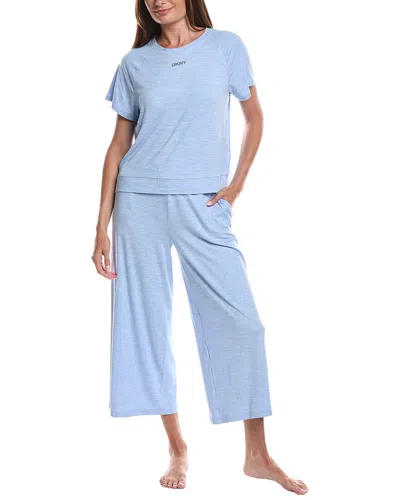 Dkny 2pc Top & Crop Pant Lounge Set In Blue