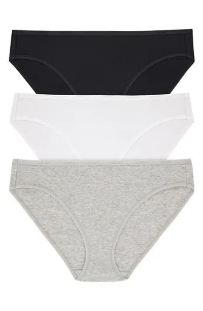 Dkny 3-pack Cotton Blend Bikinis In Multi