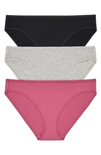 Dkny 3-pack Cotton Blend Bikinis In Multi