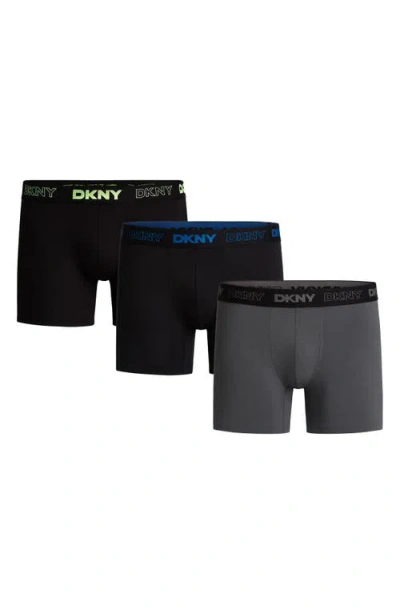 Dkny 3-pack Eco Active Boxer Briefs In Black