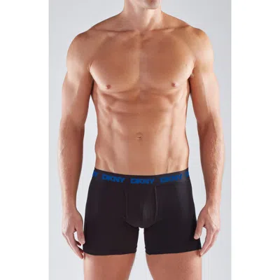 Dkny 3-pack Stretch Cotton Boxer Briefs In Black