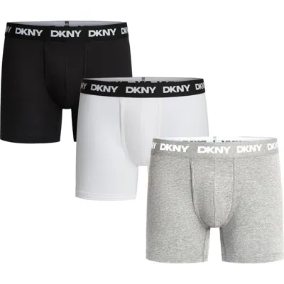 Dkny 3-pack Stretch Cotton Boxer Briefs In Multi
