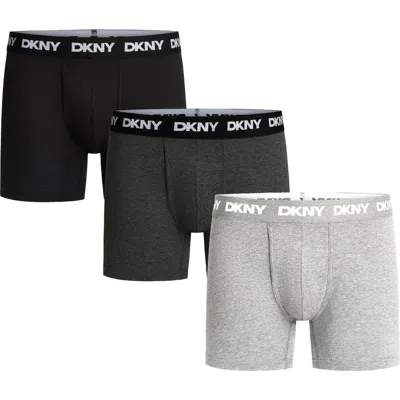 Dkny 3-pack Stretch Cotton Boxer Briefs In Multi