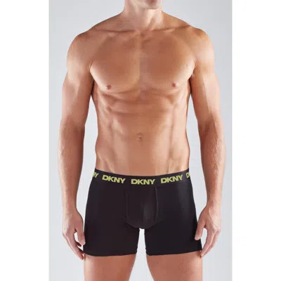 Dkny 3-pack Stretch Cotton Boxer Briefs In Black
