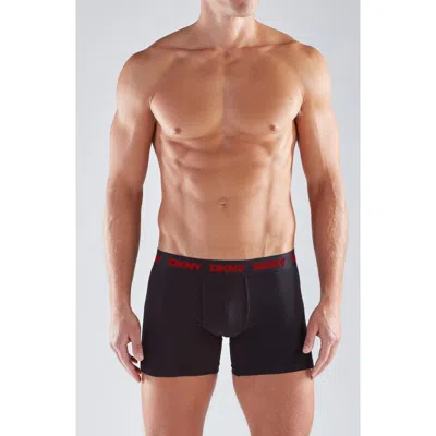Dkny 3-pack Stretch Cotton Boxer Briefs In Black