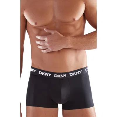Dkny 3-pack Ultralight Microfiber Mesh Trunks In Black