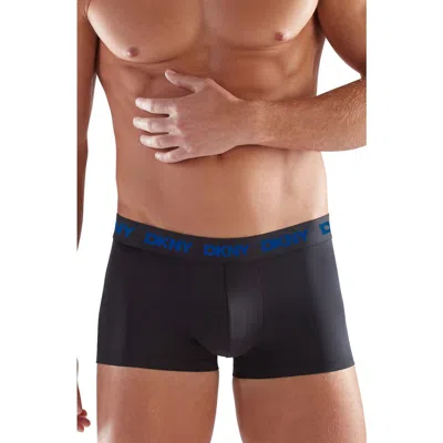 Dkny 3-pack Ultralight Microfiber Mesh Trunks In Black