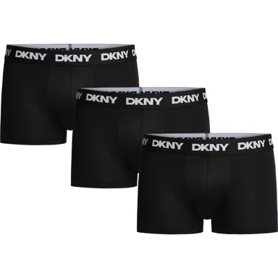 Dkny 3-pack Ultralight Microfiber Mesh Trunks In Black