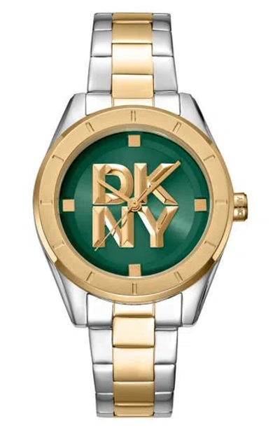 Dkny 316l Bracelet Watch In 2 Tone Ss/g