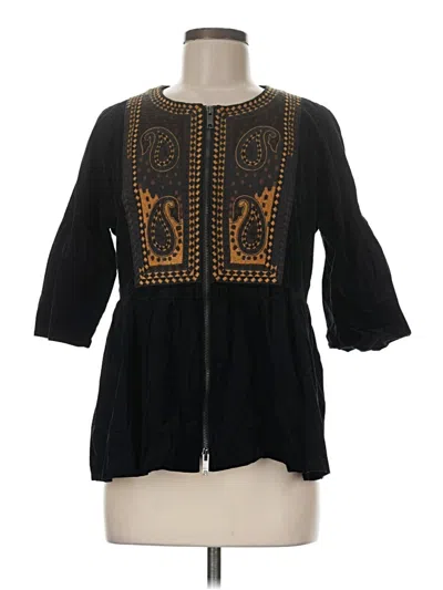 Pre-owned Dkny 3/4 Sleeve Blouse In Black