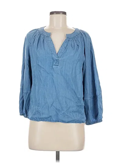 Pre-owned Dkny 3/4 Sleeve Blouse In Blue