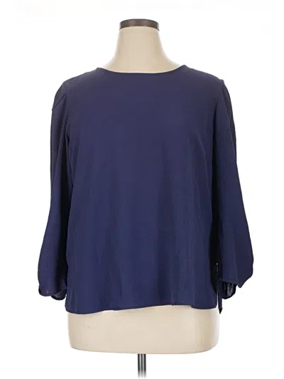 Pre-owned Dkny 3/4 Sleeve Blouse In Blue