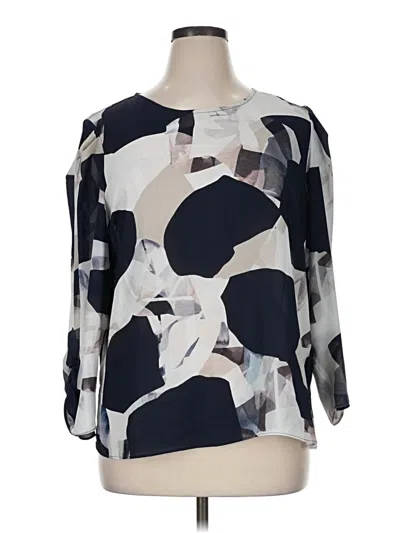 Pre-owned Dkny 3/4 Sleeve Blouse In Blue