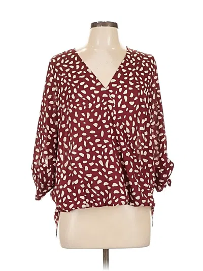 Pre-owned Dkny 3/4 Sleeve Blouse In Burgundy
