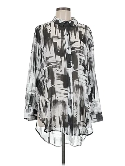 Dkny 3/4 Sleeve Blouse In Silver