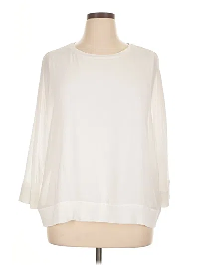 Pre-owned Dkny 3/4 Sleeve Blouse In White