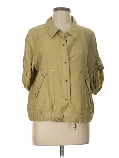 Pre-owned Dkny 3/4 Sleeve Button Down Shirt In Green