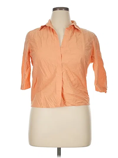 Pre-owned Dkny 3/4 Sleeve Button Down Shirt In Orange