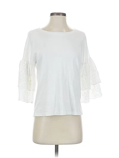Pre-owned Dkny 3/4 Sleeve T-shirt In White