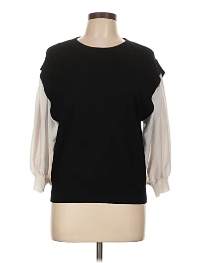 Pre-owned Dkny 3/4 Sleeve Top Black Cold Shoulder Neckline Tops