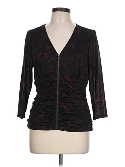 Pre-owned Dkny 3/4 Sleeve Top Black Plunge Neckline Tops