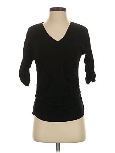 Pre-owned Dkny 3/4 Sleeve Top Black V-neck Tops