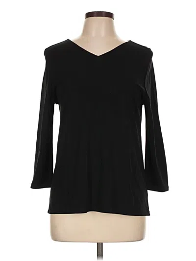 Pre-owned Dkny 3/4 Sleeve Top Black V-neck Tops