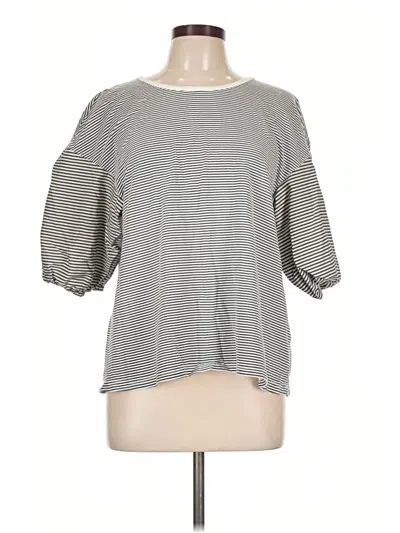 Pre-owned Dkny 3/4 Sleeve Top Gray Boatneck Tops