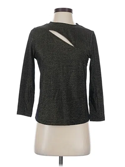 Pre-owned Dkny 3/4 Sleeve Top Gray Keyhole Neckline Tops