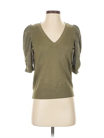 Pre-owned Dkny 3/4 Sleeve Top Green Sweetheart Neckline Tops