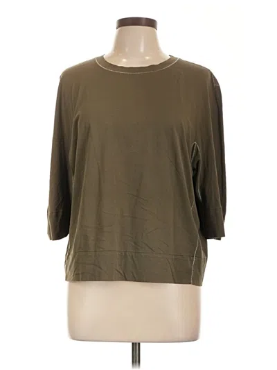 Pre-owned Dkny 3/4 Sleeve T-shirt In Brown