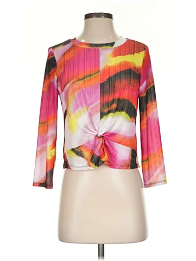 Pre-owned Dkny 3/4 Sleeve T-shirt In Pink