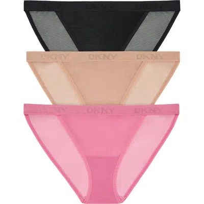 Dkny 3-pack Mesh Bikini Briefs In Multi
