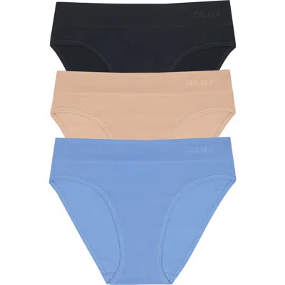 Dkny 3-pack Seamless Litewear Bikinis In Multi