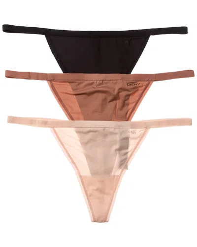 Dkny 3pk Active Comfort String Thong In Black