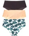 Dkny Litewear Cut Anywhere Assorted 3-pack Hipster Briefs In Black
