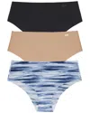 Dkny Litewear Cut Anywhere Assorted 3-pack Hipster Briefs In Multi