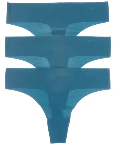 Dkny 3pk Litewear Cut Anywhere Thong In Blue