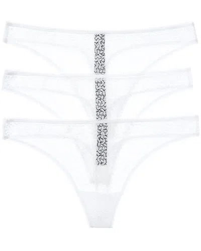 Dkny 3pk Modern Lace Thong In White