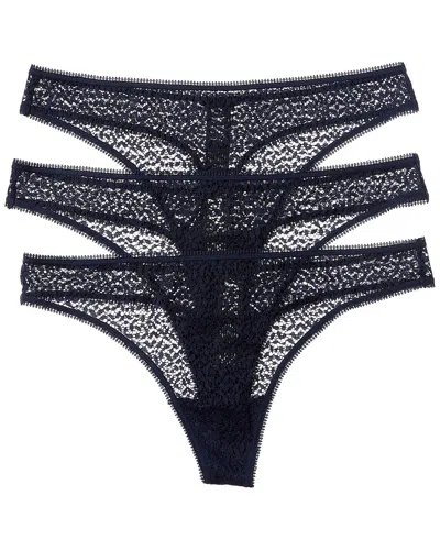 Dkny 3pk Modern Lace Thong In Blue