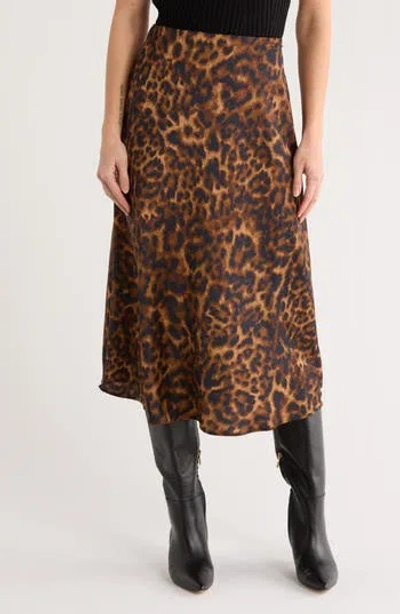 Dkny A-line Midi Skirt In Brown