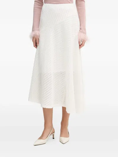 Dkny A-line Midi Skirt In White