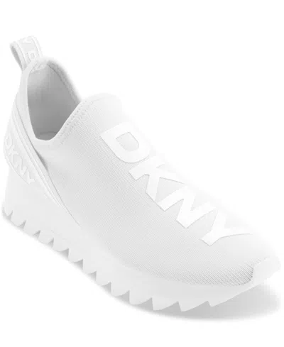 Dkny Abbi Slip-on Logo Sock Sneakers In Bright White