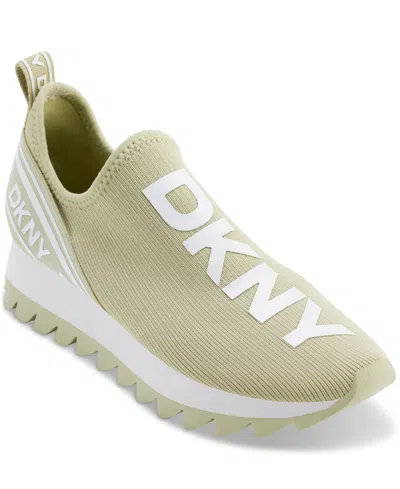 Dkny Abbi Slip-on Logo Sock Sneakers In Celadon