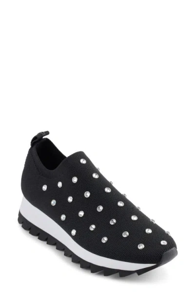 Dkny Abbott Knit Sneaker In Black/nickel