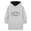 Dkny Logo-embroidered Hooded Dress In Gray