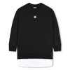 Dkny Under-layered Hem Logo Print Sweatshirt-dress In Black