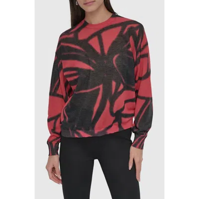 Dkny Abstract Floral Cotton Blend Sweater In Floral Graffitiws